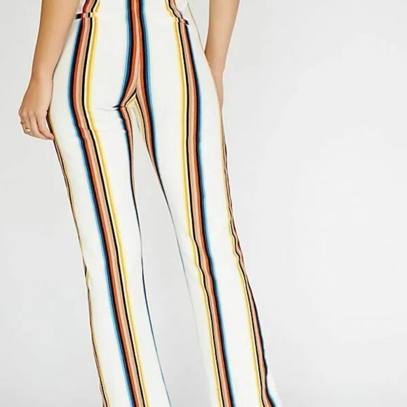 NWT Free People High Rise Striped Stretch Flare Casual Lounge Pants - Picture 4 of 10